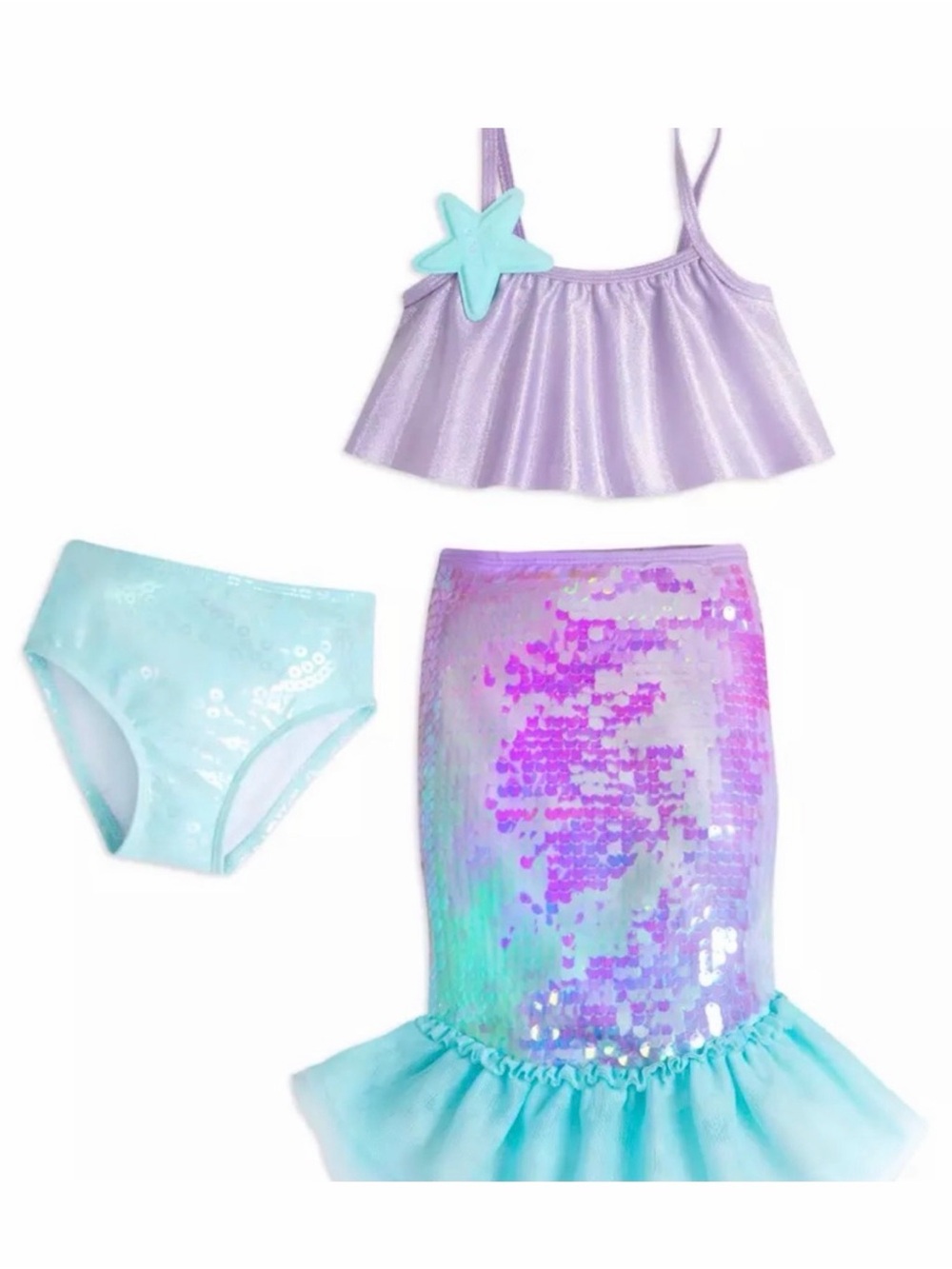 Disney Girls Ariel Mermaid Sequin Bikini Set
